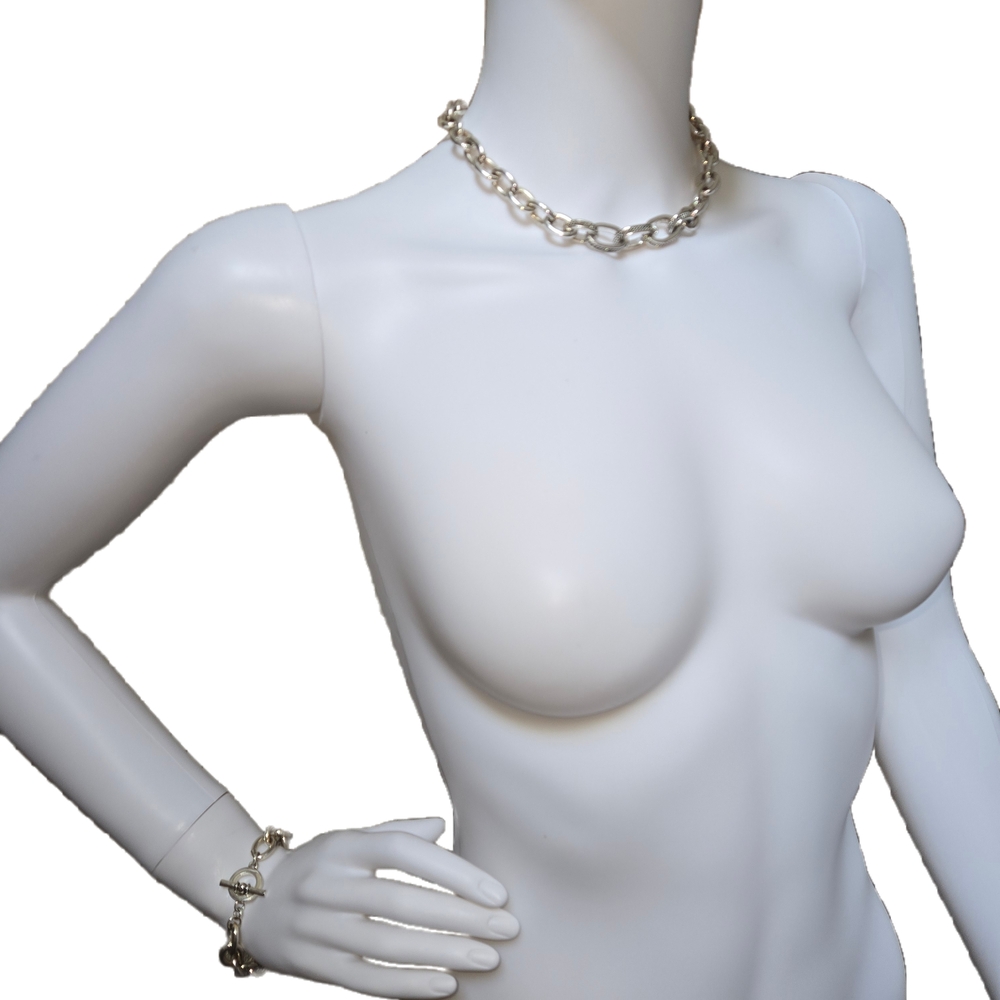 Ralph Lauren Silver Plated Chain Necklace and Bracelet Set - Picture 2 of 7